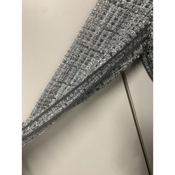St John Boucle Tweed Blazer Grey/Blue Multicolor Fringe with Satin Trim‎ Size 4 - Picture 8 of 13